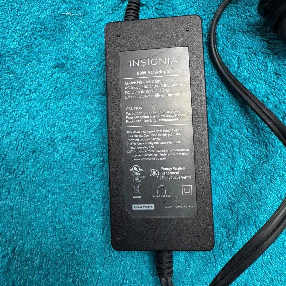 Insignia 90W AC Adapter Laptop Charger NS-PWLC591 19V 4.74A with Tip 32 Black